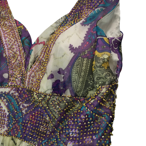 Sugar Plum Women's Beaded V-neck Strap Maxi Dress Size Small (6) Multicolor - Picture 8 of 12